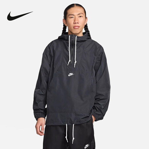 耐克（NIKE）男装外套夏季新款宽松梭织运动刺绣舒适半拉链卫衣夹克FN3893-480 FN3893-010黑色 2XL