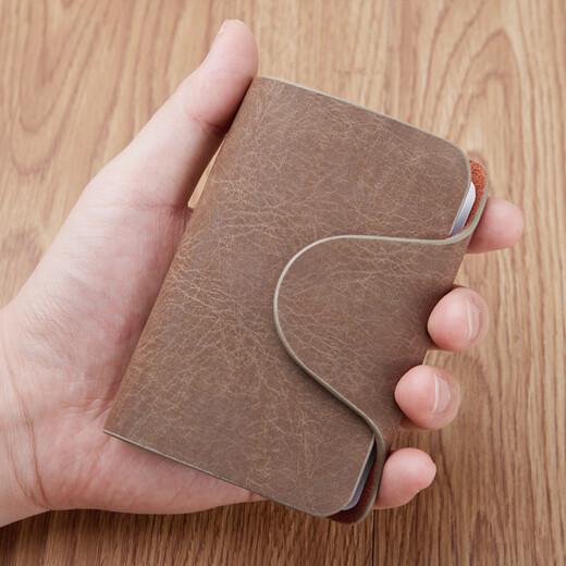 ELLEN FANTASIA cowhide card bag men's multi-card slot business card holder cowhide small card holder women's card bag card holder card bag large capacity retro light coffee