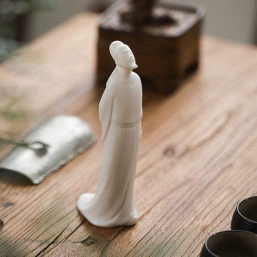 Fw Li Bai Statue Ancient Character Ceramic Sculpture Home Decoration Crafts Living Room Office Study Desktop Ornament Li Bai - Colored Sand Blue Gray Style