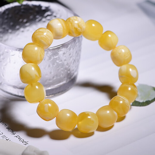 Xuanxia, with certificate, natural raw mineral beeswax old-style bead bracelet, Russian material amber single circle bracelet, men's and women's collection gift, bracelet bead diameter is about 10 mm (with certificate)