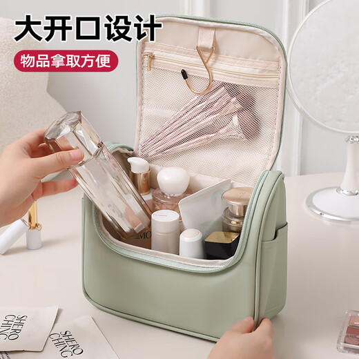 Wozun cosmetic bag for women 2024 new high-end toiletry bag large capacity portable waterproof travel cosmetic storage bag beige with hook for hanging