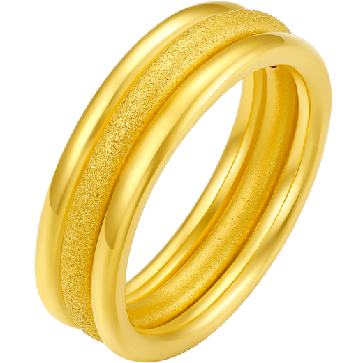 Saturday Fortune Gold Ring Women's Three Lives Three Worlds 3D Hard Gold Stackable Women's Ring Pricing No. 15 Smooth Surface, About 0.79g