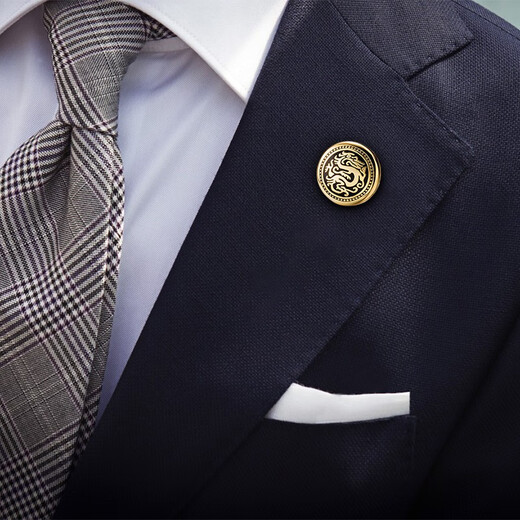 KFLK (KFLK) Chinese wind dragon totem brooch high-end lapel pin button collar button collar corner button men's suit suit accessories light luxury badge XZ-F814 Golden Dragon 1 piece