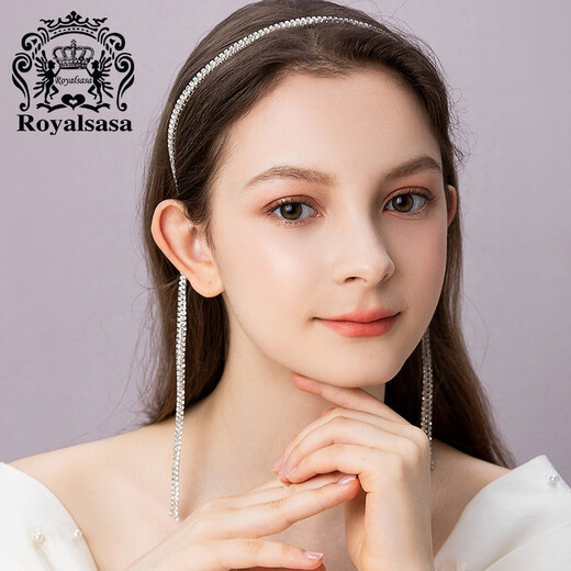 Royal sasa royal salsa headband tassel headband for women all-match rhinestone headband headband back hanging forest style super fairy hairpin hair accessories silver