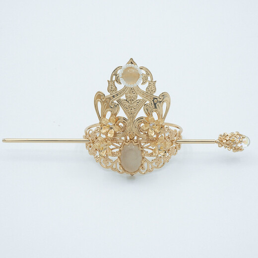 Handmade Lingxiao hair crown Hanfu headdress for men and women, fairy ancient style gift ball head, silver + Jinghong hairpin