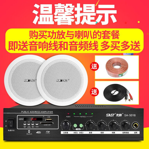 SAST Haut-parleur de plafond Haut-parleur de plafond Amplificateur à tension constante Ensemble de haut-parleurs de salle de conférence Audio Campus Diffusion Bluetooth Restaurant Système public Boutique Home Home Cinéma 4 Boîtier sans cadre de 5,5 pouces + Amplificateur Bluetooth