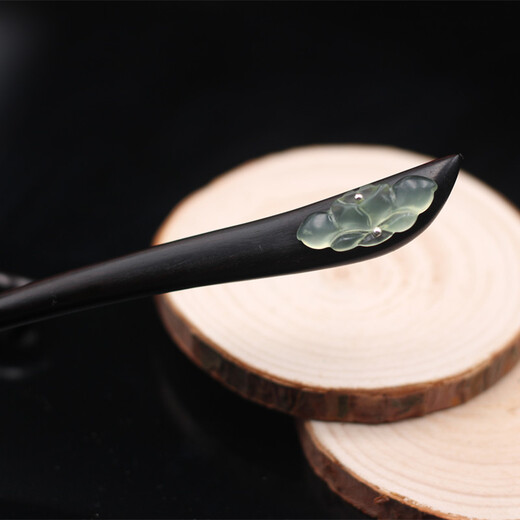 Meng Junchen black sandalwood handmade S925 silver hairpin for women Hanfu Xiu jade ancient style hairpin step shake birthday Valentine's Day gift No. 1 style + default packaging