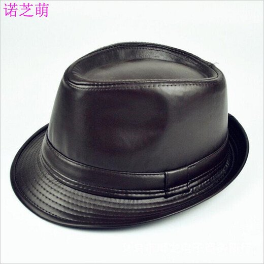 Nozhi Meng Autumn and Winter Artificial PU Leather Hat Men's British Style Jazz Hat Middle-aged and Elderly Leather Hat Basin Hat NE522 Black Average Pier Circumference 58cm