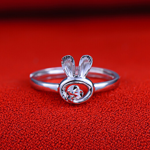 Yuan Shengfu's new fashionable platinum PT950 ring, women's versatile rabbit ear platinum ring, adjustable, 2.65 grams, adjustable mouth