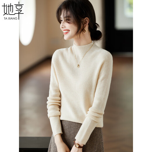 She enjoys half-turtle collar 100% pure woolen sweater for women in autumn and winter, wool sweater for women. Recommended 90-125Jin Jin is equal to 0.5 kg