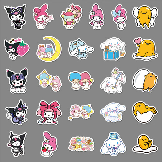 101 Sanrio Cartoon gemischte süße Aufkleber DIY-Handbuch für Reisebox Skateboard Foto Album Stationery Water Cup Laptop Sticker Selbstklebende wasserdichte Dekoration 50 Sanrio Mix-1048x 4-5cm