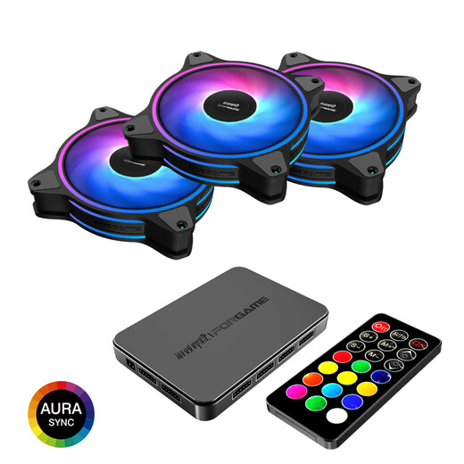 Gamer G3 ARGB colorful light effect supports divine light synchronization chassis cooling fan set (3 fans + hub + remote control)