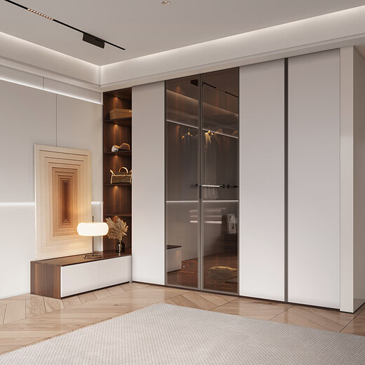 Lin's Home Whole House Customized Home Wardrobe Customized Bedroom Customized Master Bedroom Wardrobe Light Luxury Large Cloakroom Cabinet Combination Customized Gold