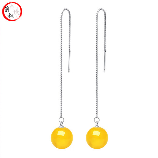 Nanzhu Family Drops of water form beads, amber earrings, 925 silver beeswax ear wire, exquisite earrings for mother and wife, 7.0-8.0mm beeswax