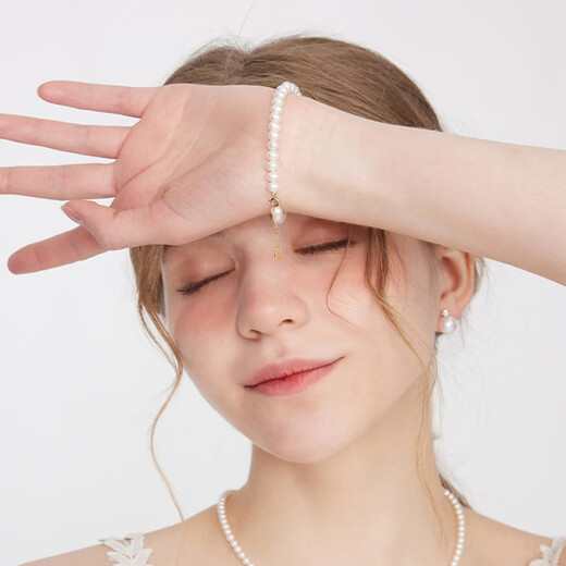 Ruan S (Ruan S) 18k gold freshwater small pearl bracelet, sweet honey pearl jewelry for women to give to their girlfriends as birthday gifts, simple style 18k gold-gold/approx. 5-6mm/approx. 17+2cm