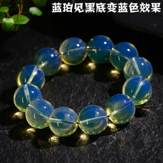 Dominican blue amber beeswax bracelet optimized amber Buddha beads round bead single circle bracelet beeswax bracelet synthetic blue amber men's and women's picture color diameter 16mm*14 pieces (standard men's style)
