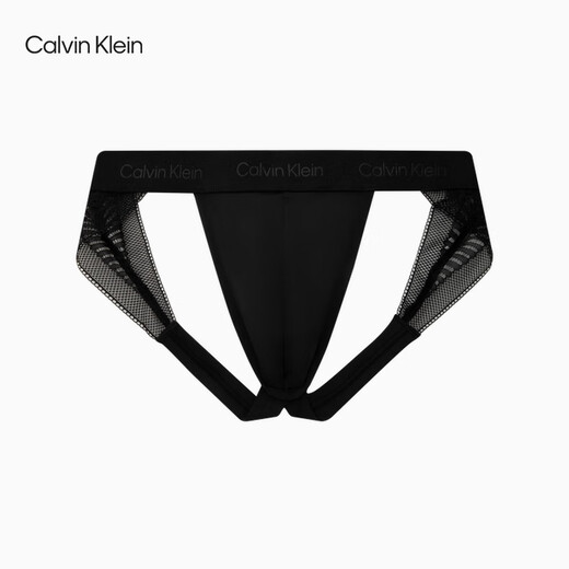 Calvin Klein underwear men's sexy ck hollow black lace comfortable thin and smooth elastic thong double thong underwear for men UB1-space black 1 pair L