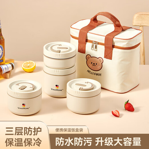 Mondavia Lunch Box Bag Insulated and Cold Portable Lunch Bag Dinner Plate Bag Picnic Camping Takeaway Portable Office Worker Lunch Bag Round Insulated Bag Short Style