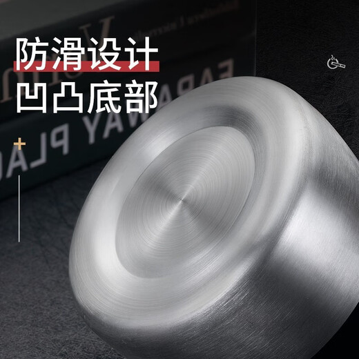 Xinshu stainless steel ashtray, thickened and windproof, creative home Internet cafe, hotel office, personalized bar, large diameter 10cm, mouth 9cm, height 5cm