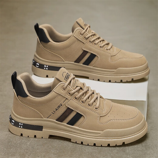 Fengyunge workwear men's shoes 2025 new spring and summer construction site work safety shoes work non-slip wear-resistant casual Martin boots Khaki 42 (260mm)