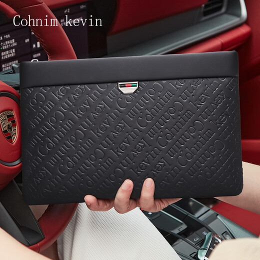 Cohnim kevin奢侈品男士手包手拿拉链男包手抓长钱包送老公男友教师节生日礼物 【时尚商务】c236黑色