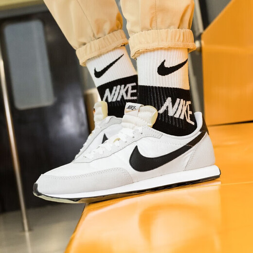 Nike Freizeitschuhe Herren Frühjahr neue WAFFLE DEBUT dämpfende Low-Top-Leichtsportschuhe DH1349-100 Schwarz/Weiß/Hellgrau 43