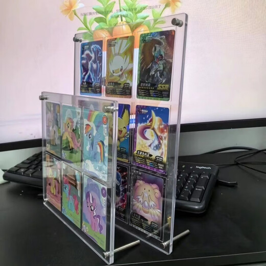 Laiji es adecuado para rejilla Jiugong, soporte de exhibición de fotos para tarjetas pequeñas, ranura para tarjeta de ídolo, álbum de tarjetas acrílicas, adornos de escritorio, marco de fotos, 2 rejillas de 6,5x9