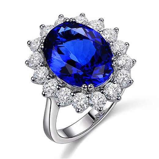 Yuanzu sapphire ring GIXI Princess Diana model opening adjustable tanzanite colored treasure female live ring opening adjustable blue diamond earrings white gold