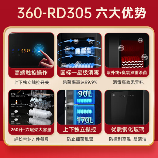 Rongsheng disinfection cabinet household vertical large-capacity kitchen tableware tableware commercial restaurant disinfection cupboard catering 360-RD305S