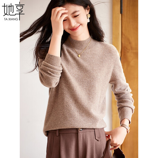 She enjoys half turtleneck 100% pure woolen sweater women's sweater bottoming shirt autumn and winter warm top recommended 100-130Jin Jin equals 0.5 kg