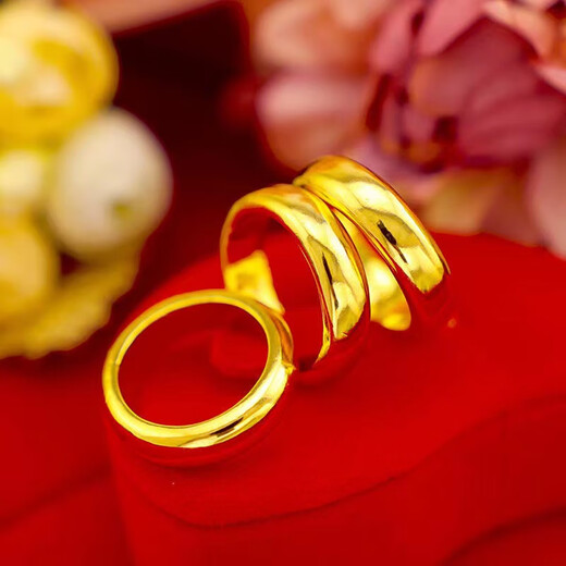 DL 1998 Pang Donglai same style Vietnamese sand gold ring men and women glossy couple wedding ring simple men's medium size 9 (recommended 120-150 Jin Jin equals 0.5 kg)