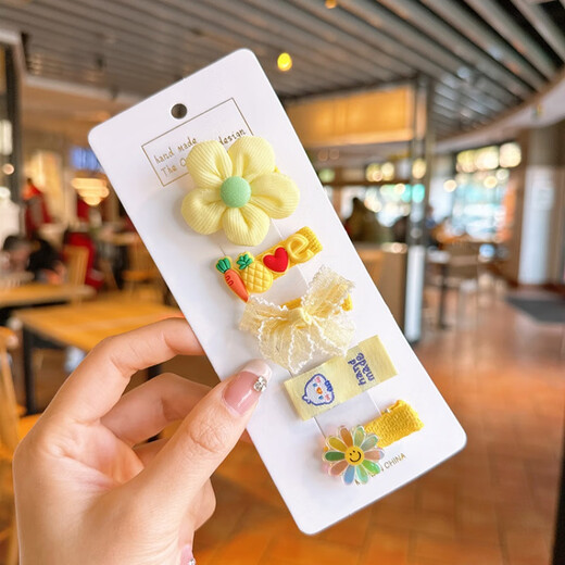 BARY REEF children's all-inclusive cloth does not hurt hair clip baby cute cartoon bb fetal hair clip female baby purple 5-piece set