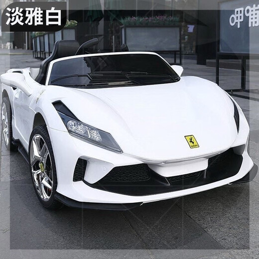 Ogulun Ferrari children's electric car four-wheel drive rocking car birthday gift toy car remote control can sit on people high-end version elegant white