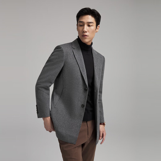 YOUNGOR Coat Men's Autumn and Winter Young Men's Coat Wool Cashmere Fabric Business Coat Gray VYSY017123DXY XL 180/100A