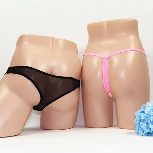 Sexy underwear can be inserted into the masturbation thong, a string is used to strangle the vagina and spank the girl's bare butt, the thong panty is strangled to the vagina, single men's model is black