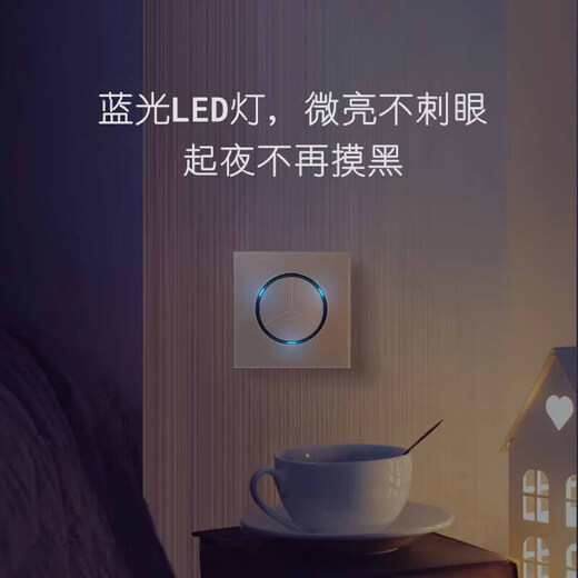 国际电工86型家用墙壁暗装LED轻点开关插座灰色钢化玻璃面板一开双控 一开单控(加厚玻璃面板) 开关 复位开关