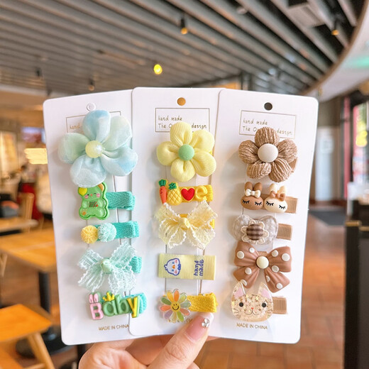 BARY REEF children's all-inclusive cloth does not hurt hair clip baby cute cartoon bb fetal hair clip female baby purple 5-piece set