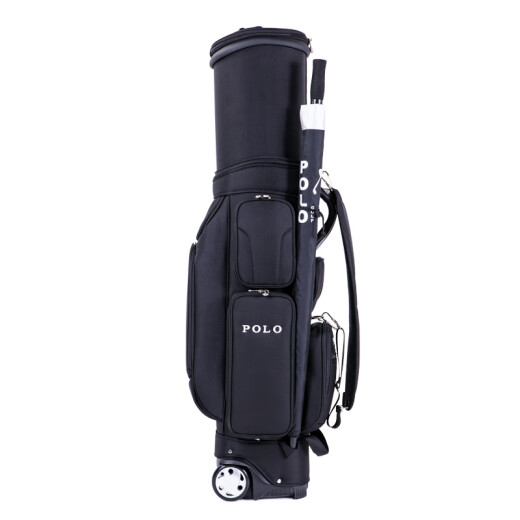 POLOGOLF Golf Telescopic Ball Bag Men's Multifunctional Checked Aviation Ball Bag with Tug Club Bag Black