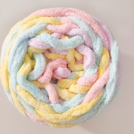 Leopard Qian Woolen Thick Ice Strip Line Handmade DIY Material Hook Cushion Hook Slippers Line Men's and Women's Hand Knitted Scarf Line Marshmallow Ice Strip Line About 100g 1 piece Soft, gentle and delicate to the touch