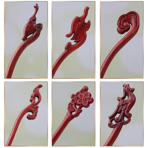 Jiangnan first saw red wood decorative hairpins, retro-style wooden simple hairpins, holding the moon, Hanfu, Chinese style DIY hairpins, No. 1 Xiangyun