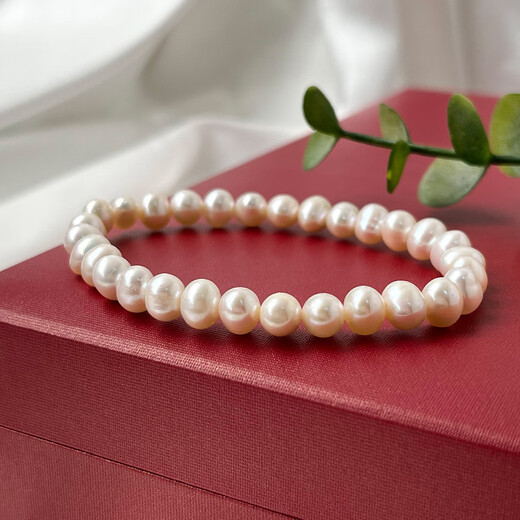 Queen of Pearls 5-6mm nearly round freshwater pearl bracelet elastic rope bracelet bracelet girl birthday gift for women