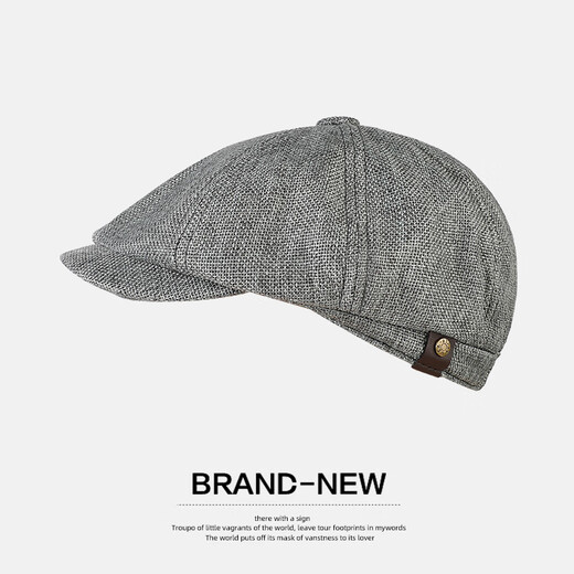 SOMUBAY hat men's spring and autumn beret middle-aged dad British retro progressive hat octagonal hat newsboy hat men's four-season hat gray one size fits 56-61CM
