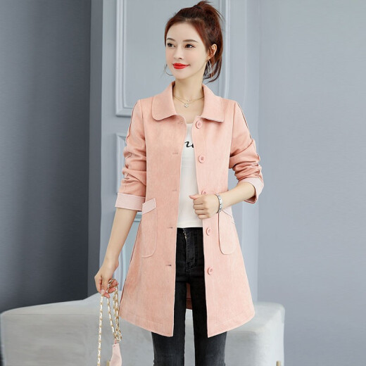 Guoqian windbreaker women's winter new style loose casual small fragrant cardigan mid-length top deerskin velvet jacket women 11361136 pink please take the correct size