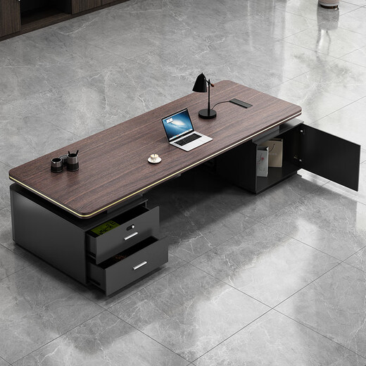 Opaika office desk boss desk simple modern double cabinet mobile cabinet office manager president desk and chair combination desk 1.8*0.8 meter boss desk (installation included)