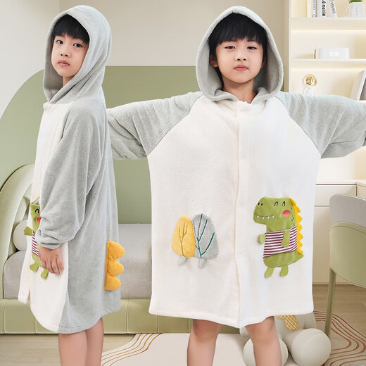 Baifei bath towel can be worn and wrapped around boys and girls bath skirt cloak long-sleeved water-absorbent quick-drying non-pure cotton water-absorbent children's bathrobe children's bathrobe-Mermaid (large size) suitable for height