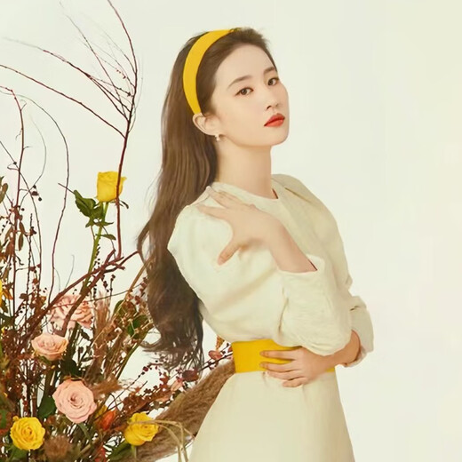Xiao Panda Rose Story Liu Yifei and Huang Yimei's same yellow satin headband women's fall and winter wide-brimmed versatile outdoor headband yellow