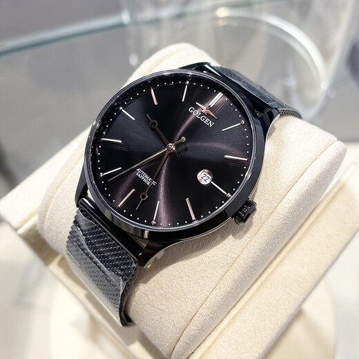 GOLGEN Uhr Herren automatische mechanische Uhr einfache Uhr Student wasserdicht CHIC-Serie Geburtstagsgeschenk für Freund 6172 Mailand mit ganz schwarzen mechanischen Herren GN.6172M.BB