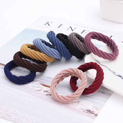 Highly elastic and durable seamless towel ring rubber band headband Korean version does not hurt hair hair rope women's simple hair tie hair accessories random pattern mixed color 10 pieces