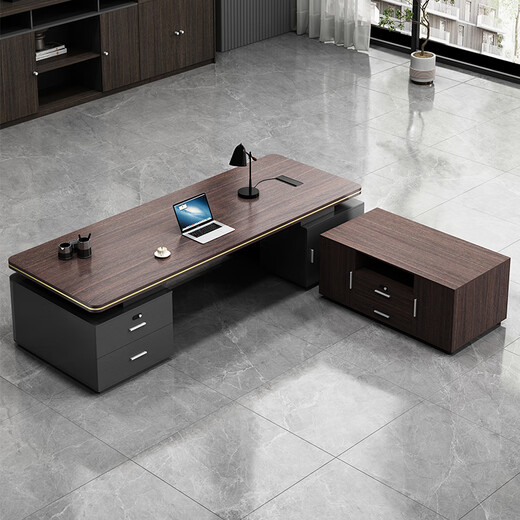 Opaika office desk boss desk simple modern double cabinet mobile cabinet office manager president desk and chair combination desk 1.8*0.8 meter boss desk (installation included)