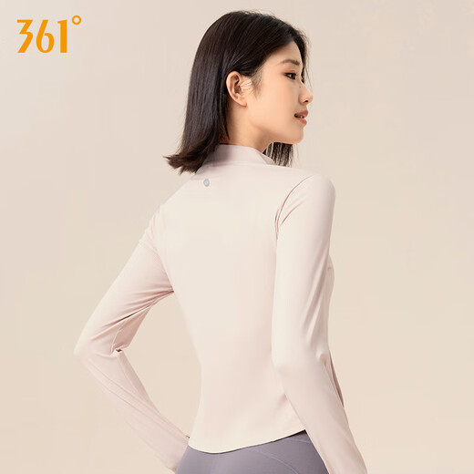 361 Fitness Sportswear Women's Long Sleeve T-Shirt Jacket Sports Top Pilates Training Running Outdoor Yoga Wear Soft Mist Powder L